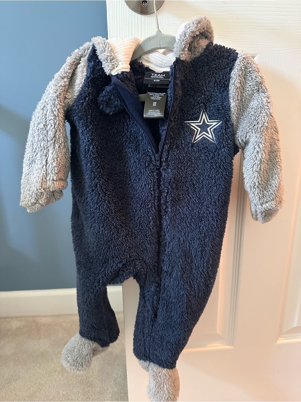 NFL Navy and Gray Sherpa Footed One-Piece with Star Emblem